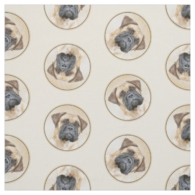 Bullmastiff Malerei Fawn Red Sable Niedlich Hunde  Stoff (Muster)