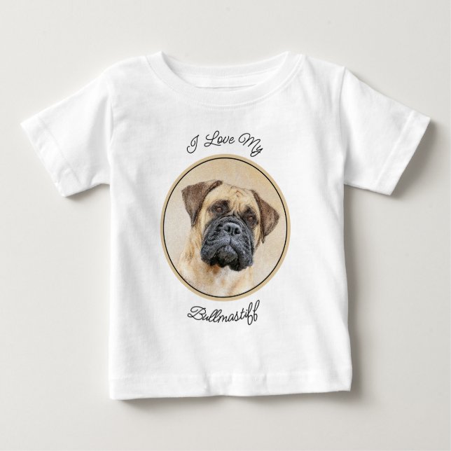 Bullmastiff-Malerei - Niedliche Original Dog Art Baby T-shirt (Vorderseite)