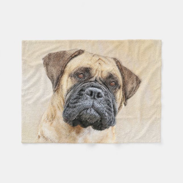 Bullmastiff-Malerei - Niedliche Original Dog Art Fleecedecke (Vorderseite (Horizontal))