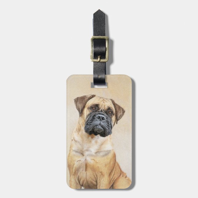 Bullmastiff-Malerei - Niedliche Original Dog Art Gepäckanhänger (Vorderseite vertikal)