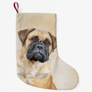 Bullmastiff-Malerei - Niedliche Original Dog Art Kleiner Weihnachtsstrumpf