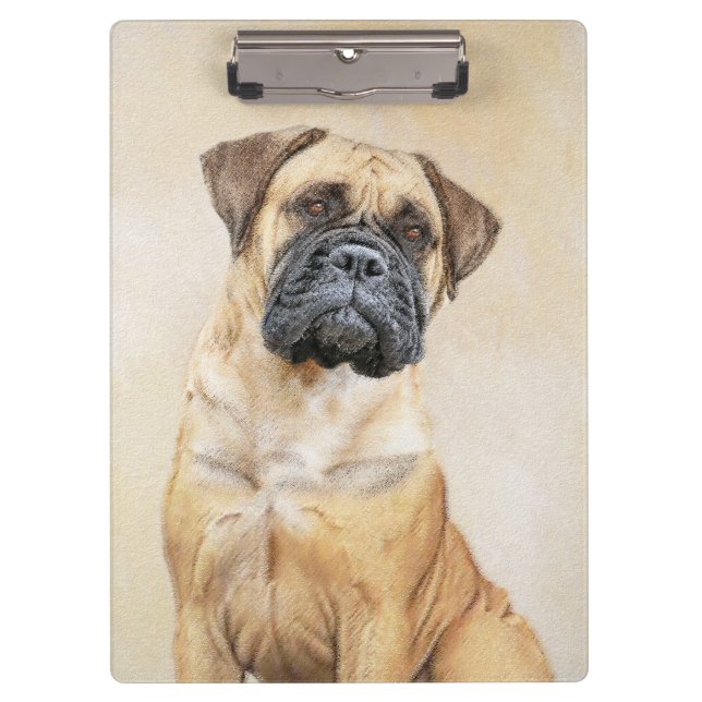 Bullmastiff-Malerei - Niedliche Original Dog Art Klemmbrett (Vorderseite)