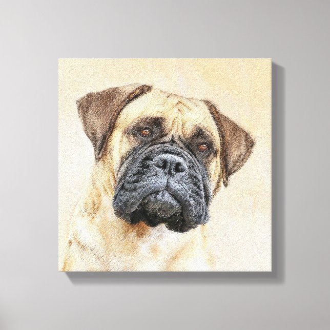 Bullmastiff-Malerei - Niedliche Original Dog Art Leinwanddruck (Vorderseite)