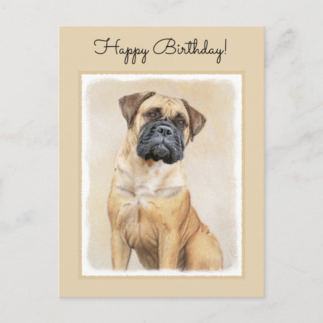 Bullmastiff-Malerei - Niedliche Original Dog Art Postkarte (Vorderseite)