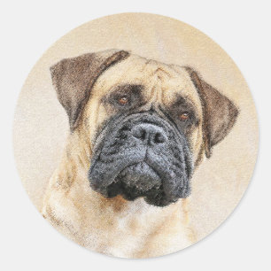 Bullmastiff-Malerei - Niedliche Original Dog Art Runder Aufkleber