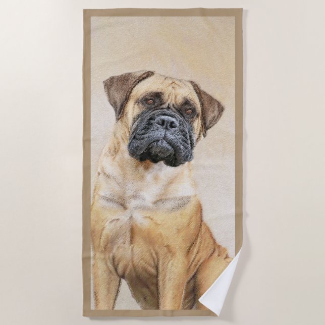Bullmastiff-Malerei - Niedliche Original Dog Art Strandtuch (Vorderseite)