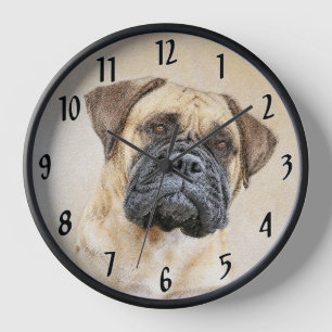 Bullmastiff-Malerei - Niedliche Original Dog Art Uhr