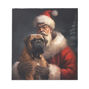 Bullmastiff mit Weihnachtsmann Festive Weihnachten Notizblock