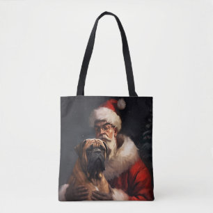 Bullmastiff mit Weihnachtsmann Weihnachten