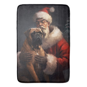 Bullmastiff mit Weihnachtsmann Weihnachten Badematte