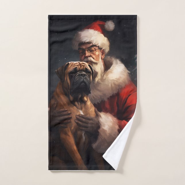 Bullmastiff mit Weihnachtsmann Weihnachten Badhandtuch Set (Handtuch)