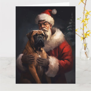 Bullmastiff mit Weihnachtsmann Weihnachten Karte