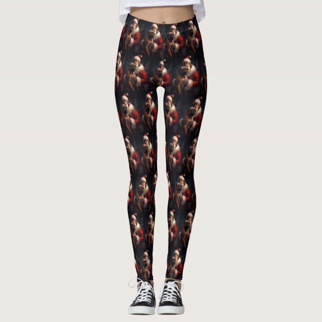 Bullmastiff mit Weihnachtsmann Weihnachten Leggings (Vorderseite)