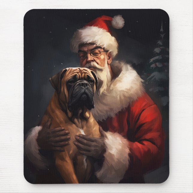 Bullmastiff mit Weihnachtsmann Weihnachten Mousepad (Vorne)