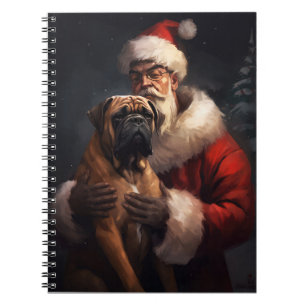 Bullmastiff mit Weihnachtsmann Weihnachten Notizblock