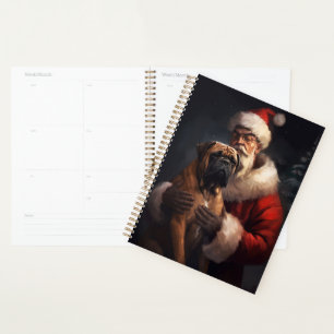 Bullmastiff mit Weihnachtsmann Weihnachten Planer