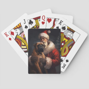 Bullmastiff mit Weihnachtsmann Weihnachten Spielkarten