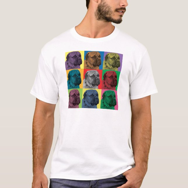 Bullmastiff Pop-Art T-Shirt (Vorderseite)