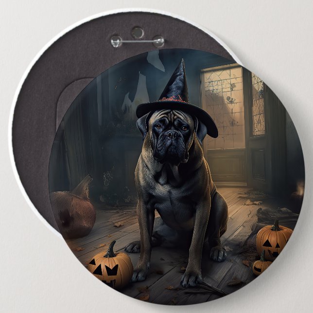 Bullmastiff Pumpkins Halloween Beängstigend Button (Vorne & Hinten)