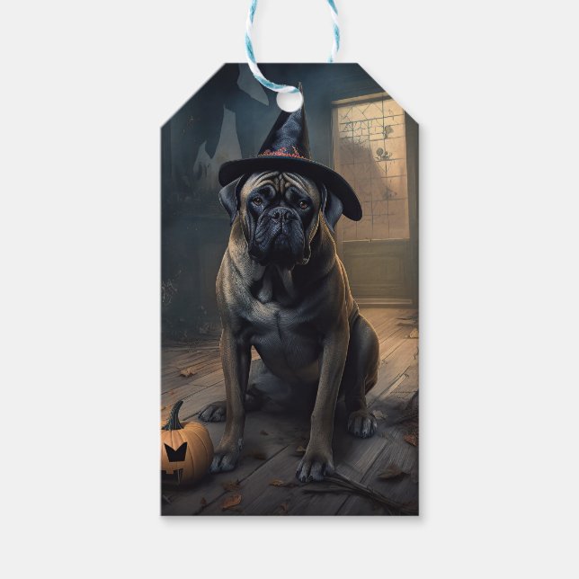 Bullmastiff Pumpkins Halloween Beängstigend Geschenkanhänger (Vorderseite)