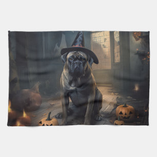Bullmastiff Pumpkins Halloween Beängstigend Geschirrtuch