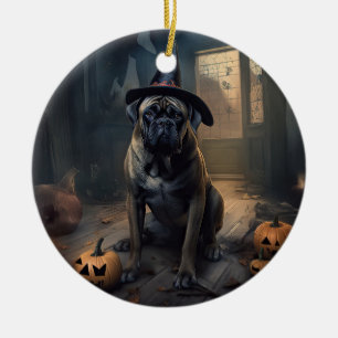 Bullmastiff Pumpkins Halloween Beängstigend Keramik Ornament