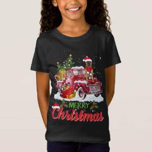 Bullmastiff Riding Red Truck Frohe Weihnachten Wei T-Shirt