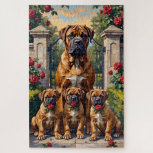 Bullmastiff-Rosengarten-Kunst Puzzle