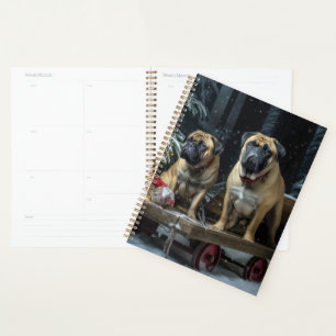 Bullmastiff Schneebedeckter Schlitten Weihnachtsde Planer