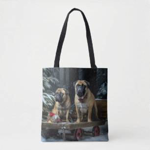 Bullmastiff Snowy Sleigh Weihnachtsdekor