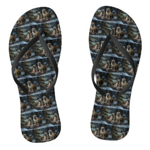 Bullmastiff Snowy Sleigh Weihnachtsdekor Flip Flops