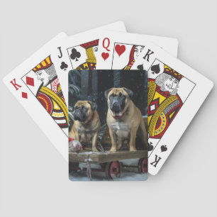 Bullmastiff Snowy Sleigh Weihnachtsdekor Spielkarten