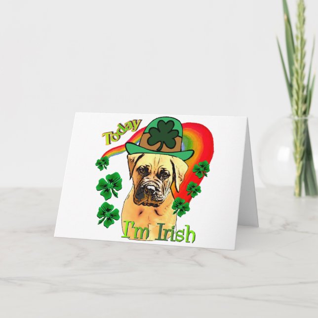Bullmastiff St Patricks Day Karte (Vorderseite)