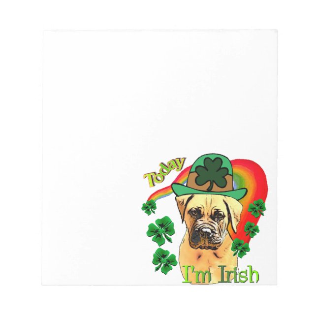 Bullmastiff St Patricks Day Notizblock (Vorderseite)