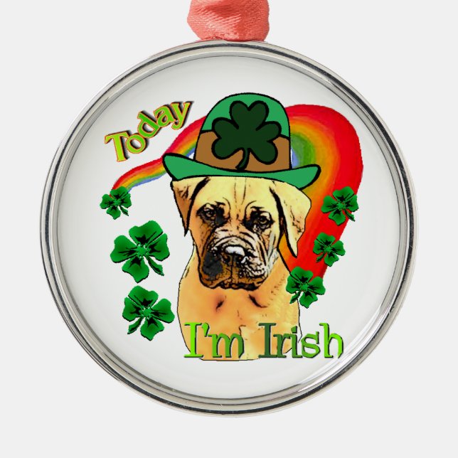 Bullmastiff St Patricks Day Silbernes Ornament (Vorne)