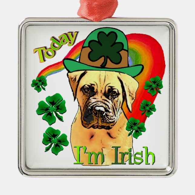Bullmastiff St Patricks Day Silbernes Ornament (Vorne)
