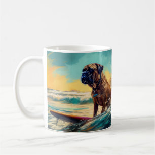 Bullmastiff-Strand-Surfing-Malerei Kaffeetasse