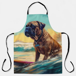 Bullmastiff-Strand-Surfing-Malerei Schürze