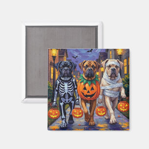 Bullmastiff-Süßigkeiten-sammeln-Halloween-Kostüme Magnet