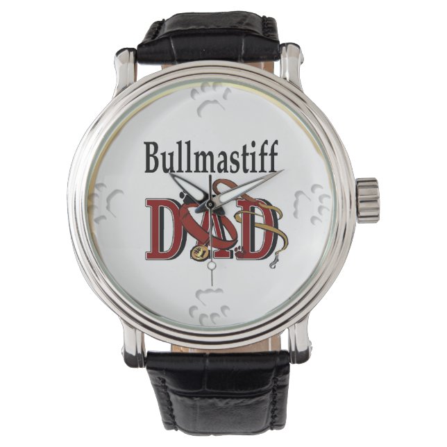 Bullmastiff Vater Geschenke Armbanduhr (Vorderseite)