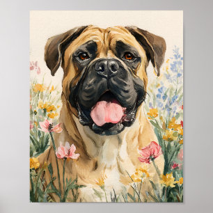 Bullmastiff Wall Art - Aquarell Bullmastiff Dog Poster