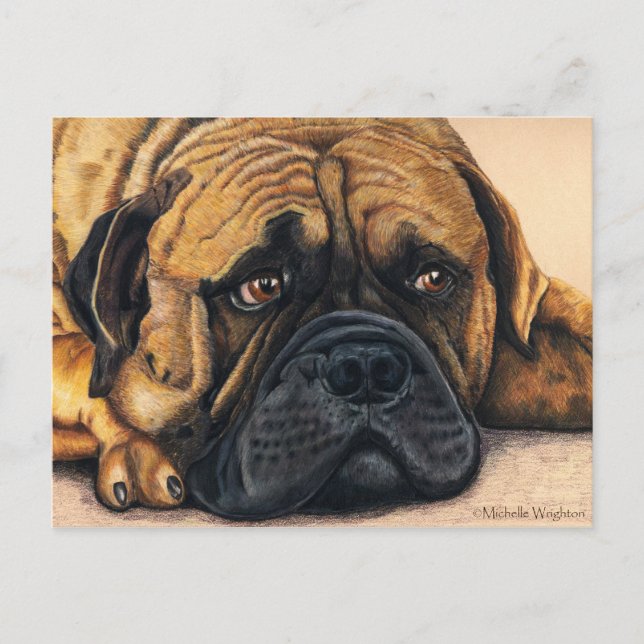 Bullmastiff Wart - Hundebüt Art Postkarte (Vorderseite)