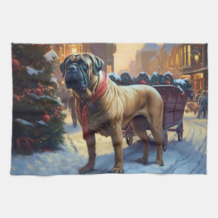 Bullmastiff Weihnachtsfeiertage Geschirrtuch