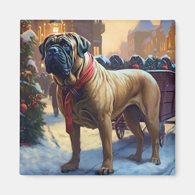 Bullmastiff Weihnachtsfeiertage Magnet (Vorne)