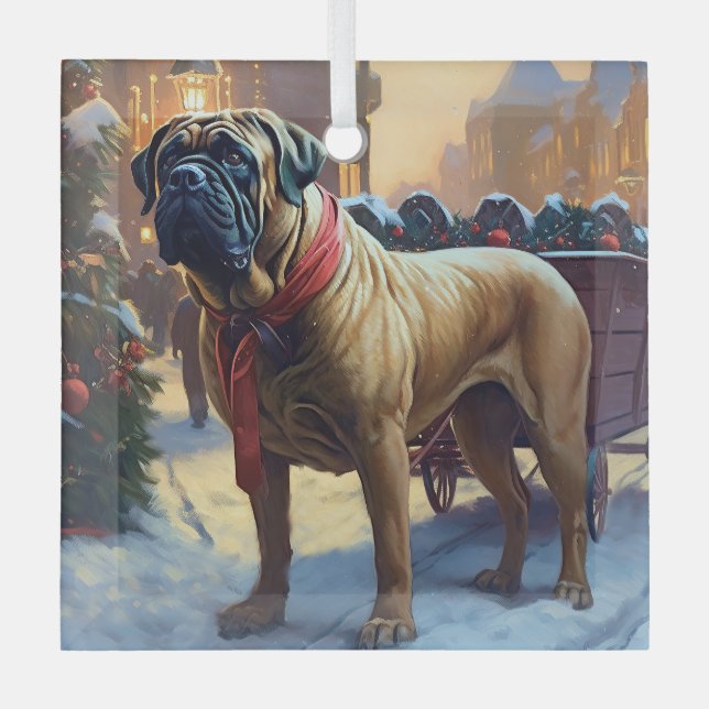 Bullmastiff Weihnachtsfeiertage Ornament Aus Glas (Vorderseite)