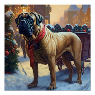 Bullmastiff Weihnachtsfeiertage Poster