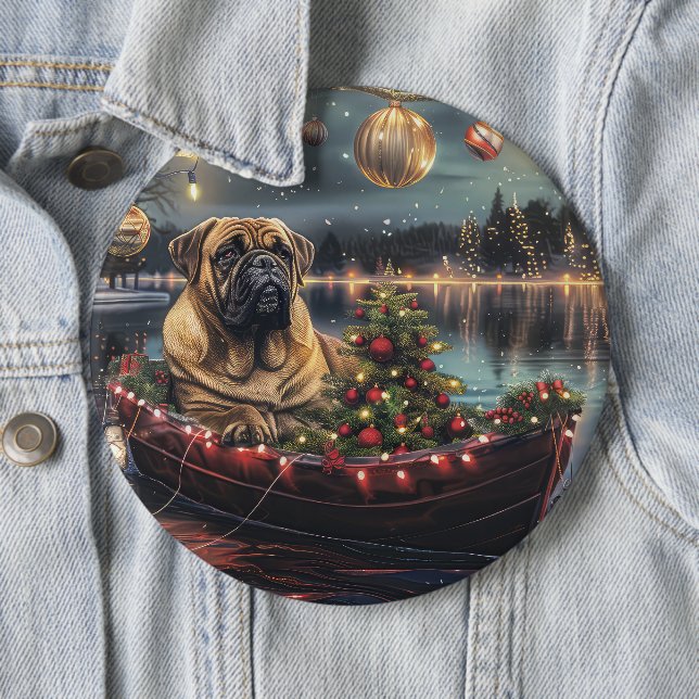 Bullmastiff Weihnachtsfest Reise Button (Beispiel)