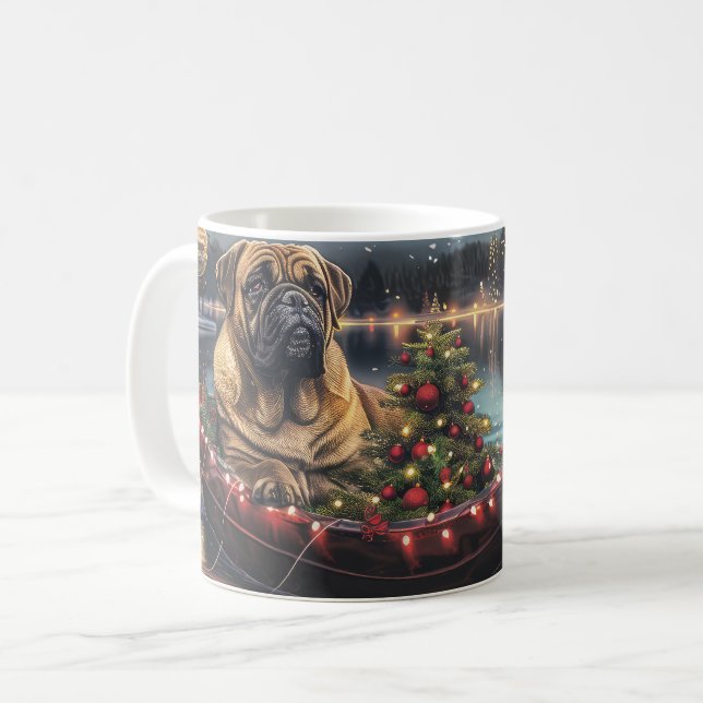 Bullmastiff Weihnachtsfest Reise Kaffeetasse (Vorderseite Links)
