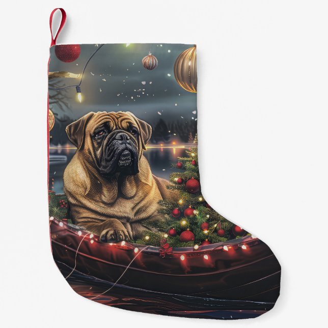 Bullmastiff Weihnachtsfest Reise Kleiner Weihnachtsstrumpf (Vorderseite)