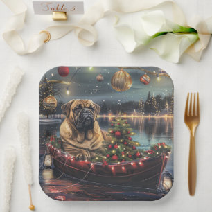 Bullmastiff Weihnachtsfest Reise Pappteller